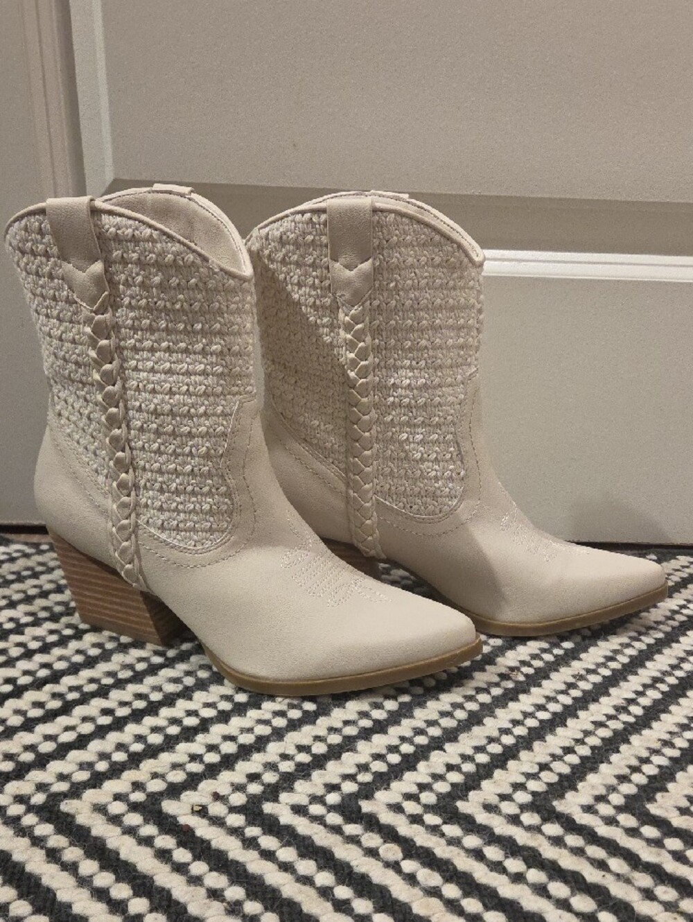 Dolce Vita Cream Woven Western Boots